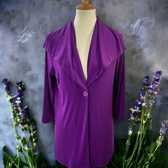 CSC Studio Womens Jacket Sweater Size M Shawl Collar 3/4 Sleeves Purple - Picture 13 of 13